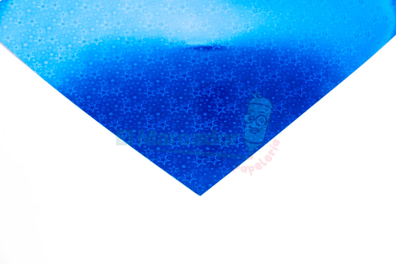 CARTULINA DOBLE FAZ HOLOGRAFICA AZUL ESTRELLAS