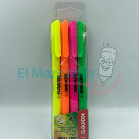 ESTUCHE DE RESALTADORES DELGADO X 4 - KORES