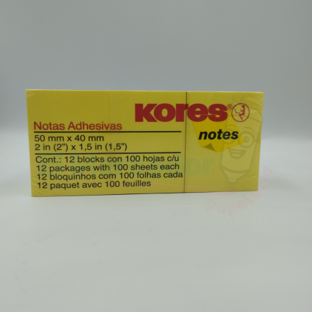 NOTAS ADHESIVAS 40X50MM- KORES AMARILLO (PEQ)