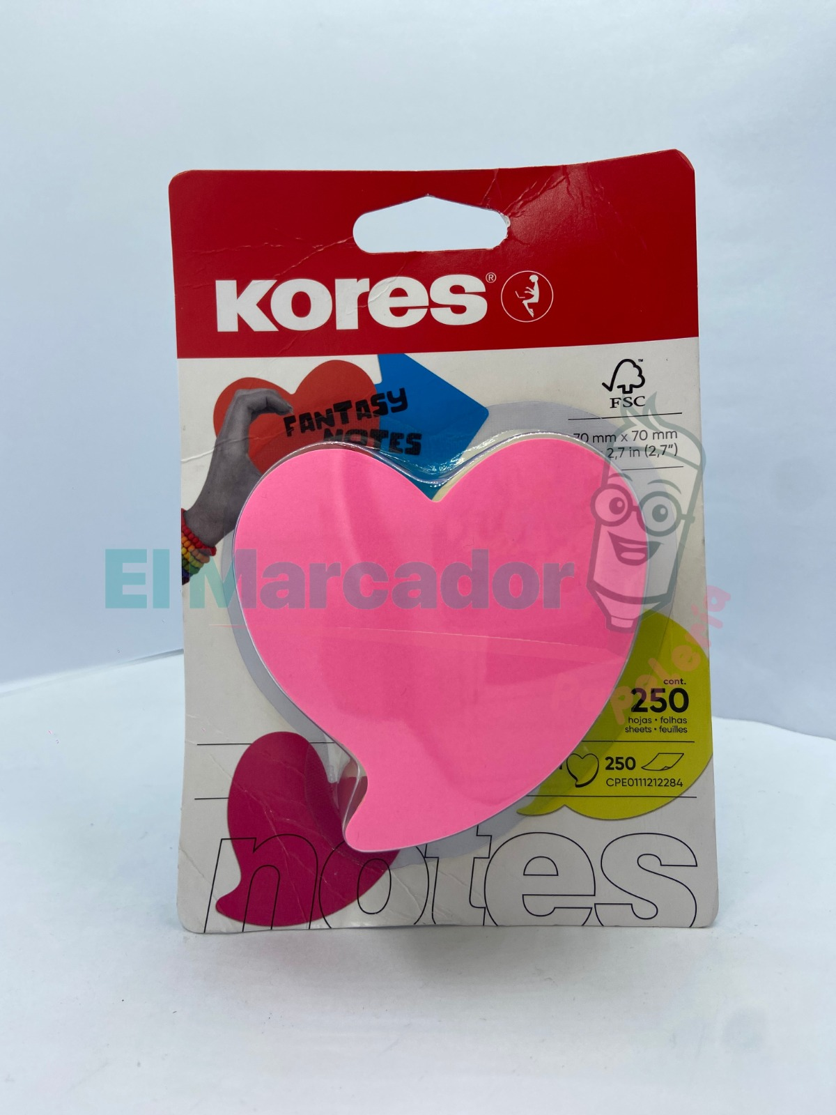 BLOCK DE NOTA 250H CORAZON 7X7 5COL -KORES