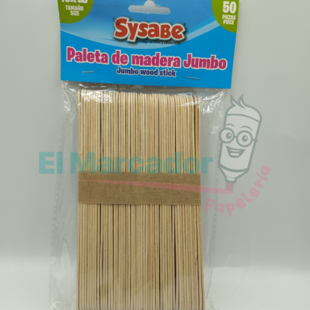 PALETAS JUMBO MADERA COLOR NATURAL PAQ X50- SYSABE