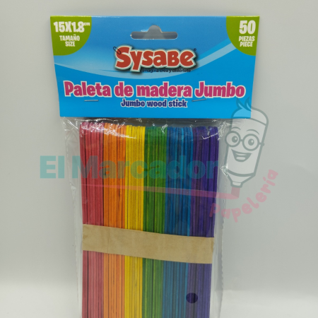 PALETA JUMBO MADERA COLORES PAQ X50- SYSABE