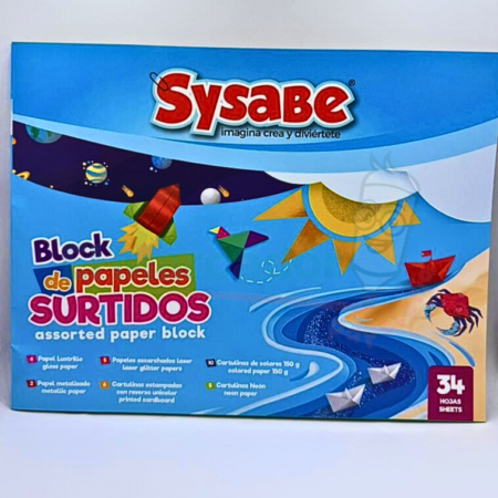 BLOCK PAPELES SURTIDO X34 HOJAS - SYSABE